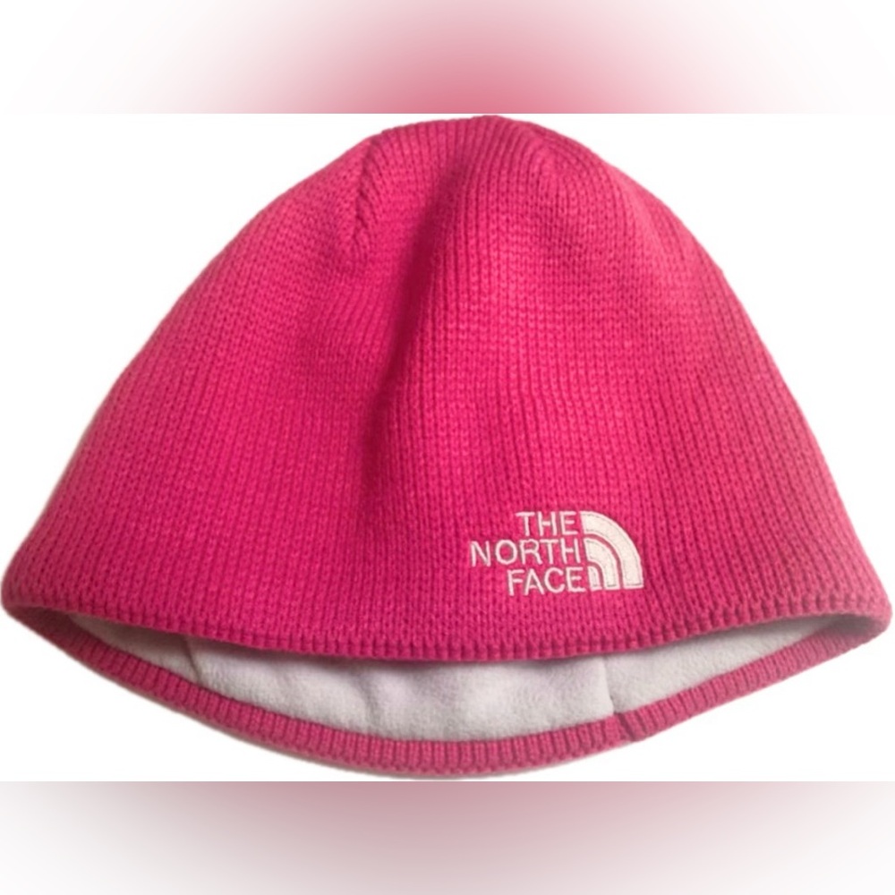 The North Face pink Knit Hat Warm Ribbed Design with fleece band